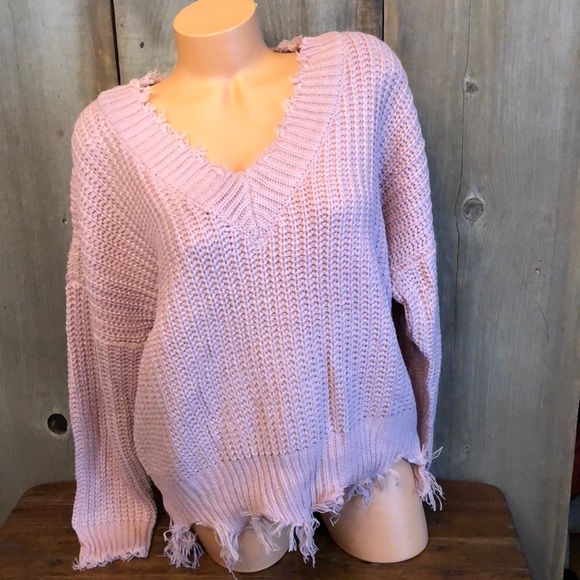 Distressed Pink Sweater Only Small Left - Picture 8 of 10